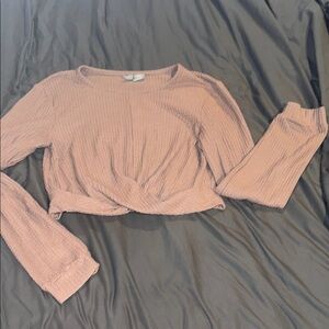 Brown Long Sleeve Crop Top